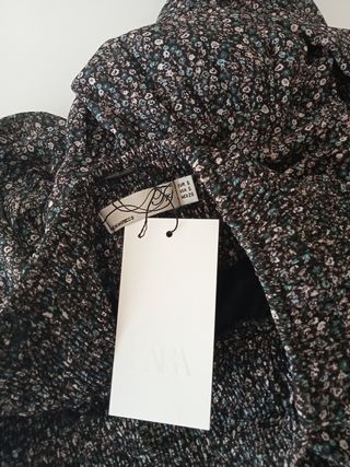 Falda larga flores forrada zara sm