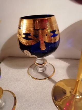 5 Coppe Vetro Murano Dorate