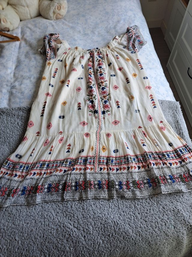 Vestido  de algodon boho corto