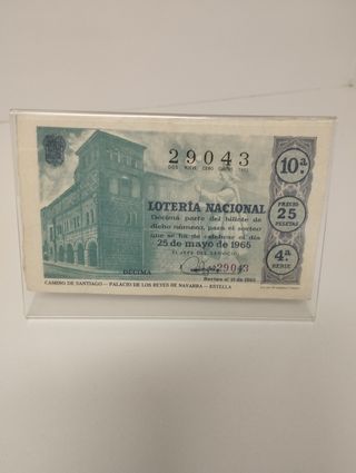 Antiguo Décimo lotería nacional 1965