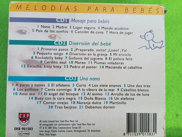 3 melodias em CD para bebés