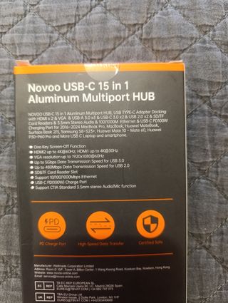 Multipuerto NOVOO TM15 - Hub USB-C 15 en 1