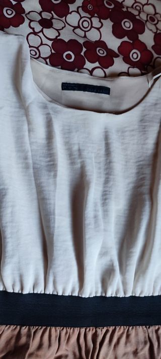 Vestido Zara beige y negro - Talla L