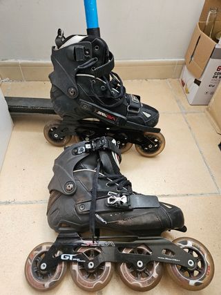 Patines en linea con protecciones y casco