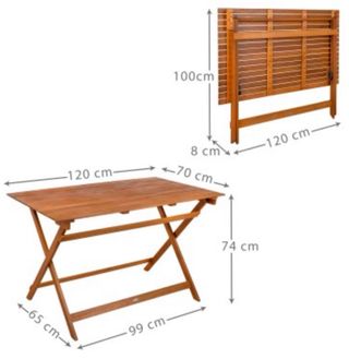 Mesa jardín rectangular de madera de acacia nueva