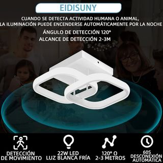NUEVA lámpara techo led con sensor 22W 24x24x9cm