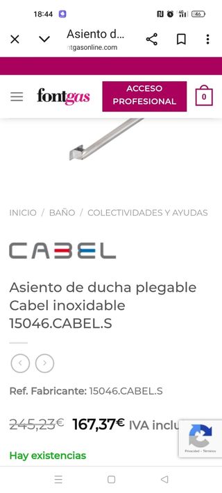 Asiento de ducha plegable CABEL.
