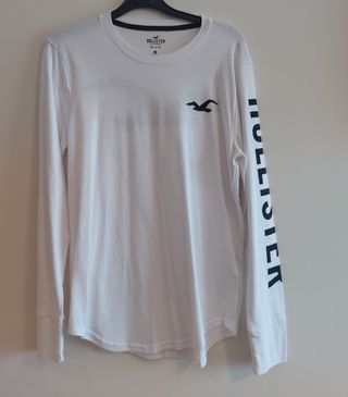 Camiseta Hollister blanca manga larga