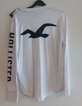 Camiseta Hollister blanca manga larga