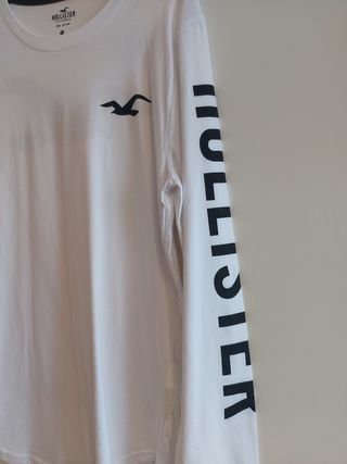 Camiseta Hollister blanca manga larga