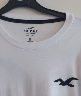 Camiseta Hollister blanca manga larga