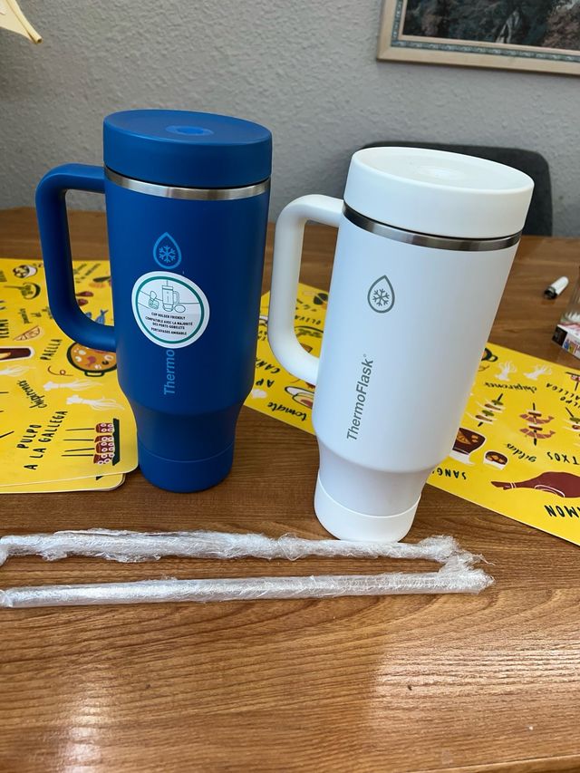 2 Termos ThermosFlask - Azul y Blanco