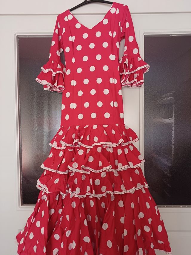 Vestido niña flamenco lunares rojo