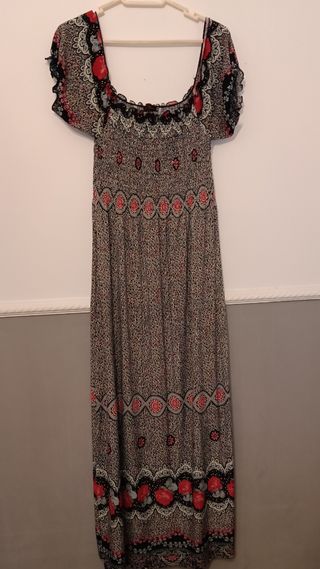 Vestido largo verano rojo-negro