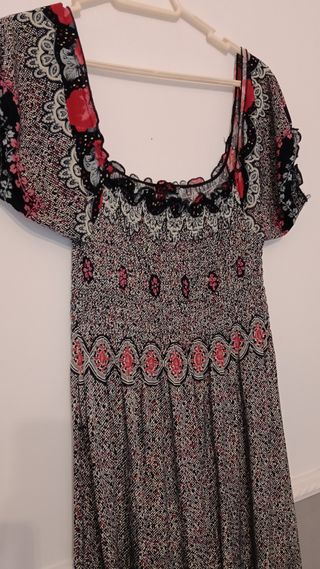Vestido largo verano rojo-negro