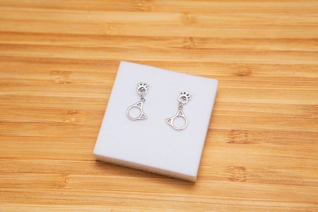 Pendientes con forma de gato en plata S925