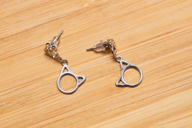 Pendientes con forma de gato en plata S925