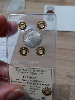 50 cent. AG Fdc 1919 - FRANCIA, Moneta Periziata.
