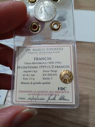 50 cent. AG Fdc 1919 - FRANCIA, Moneta Periziata.