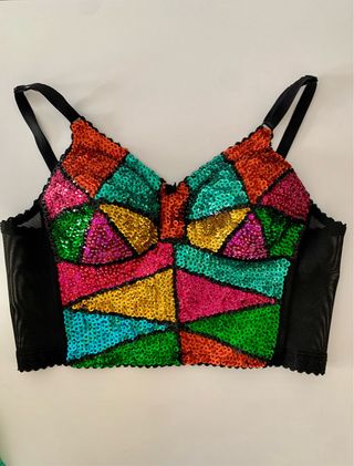 Top vintage lentejuelas multicolor