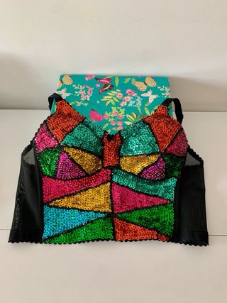 Top vintage lentejuelas multicolor