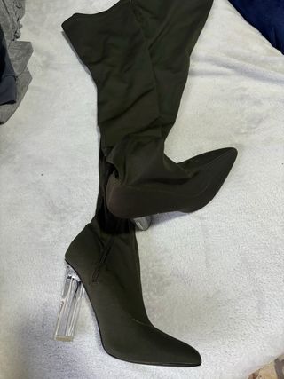 Botas altas - verde oliva - Tacón transparente