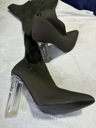 Botas altas - verde oliva - Tacón transparente
