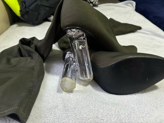 Botas altas - verde oliva - Tacón transparente