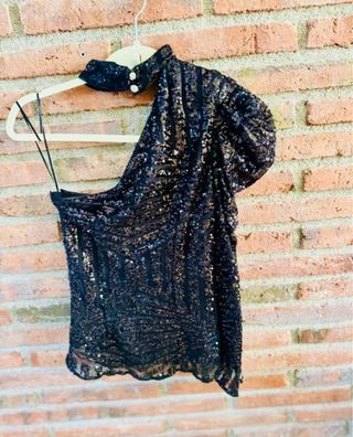 Blusa lentejuelas negra - Talla única