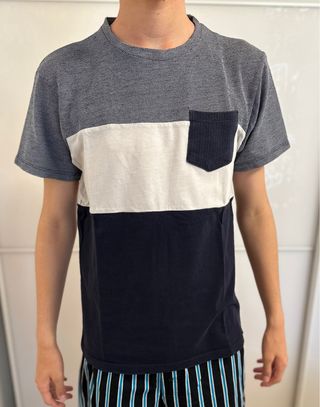 T-shirt Zara Uomo Blu e Bianco