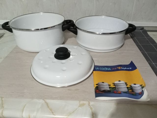 Cacerola(3 piezas) vapor San Ignacio blanca.