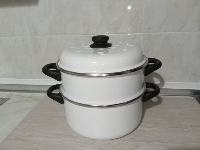 Cacerola(3 piezas) vapor San Ignacio blanca.