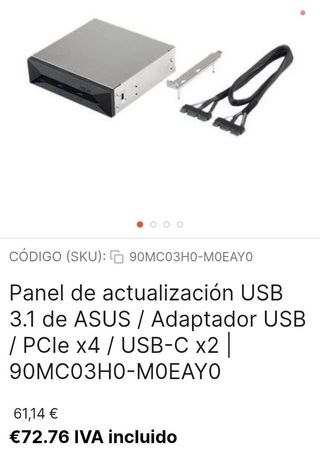 Panel de actualización USB 3.1 Adaptador USB3 PCIe