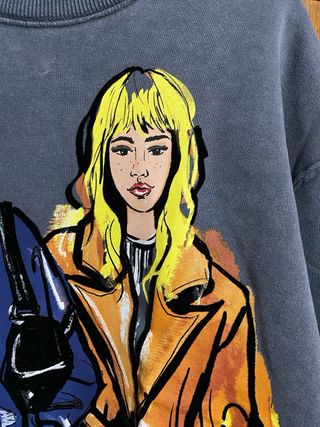 Sudadera Zara - Gris desgastado con estampado