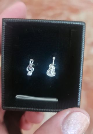 Pendientes plata - Nota musical & Guitarra