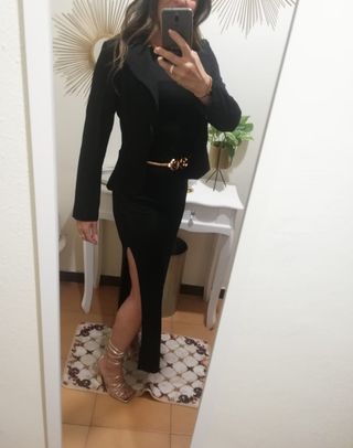 Abito lungo nero spacco laterale 'Liu Jo