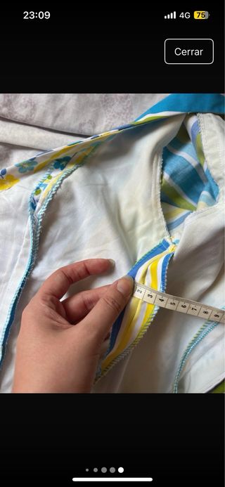 Traje Flamenca Rayas Azul Amarillo