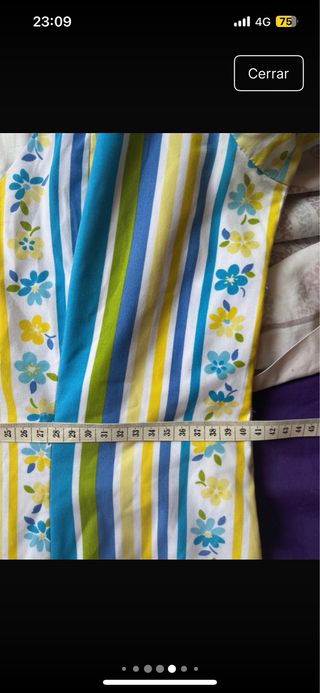 Traje Flamenca Rayas Azul Amarillo