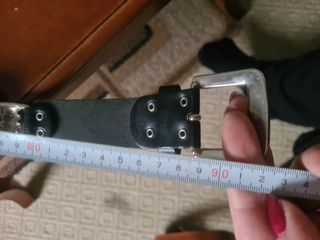 Cintura vintage pelle nera argento