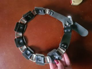 Cintura vintage pelle nera argento