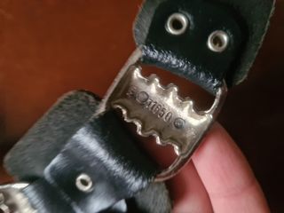 Cintura vintage pelle nera argento