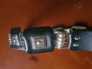 Cintura vintage pelle nera argento