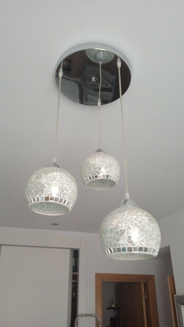 Lámpara colgante 3 luces cristal.