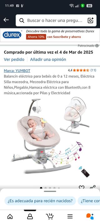 Hamaca Bebé Yumiber 0-12m