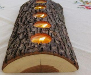 Tronco natural con velas 