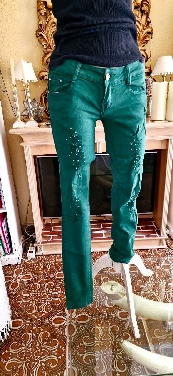 Calças jeans de fantasia estilo skinny