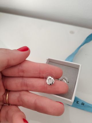 Pendientes Plata Brillantes Redondos