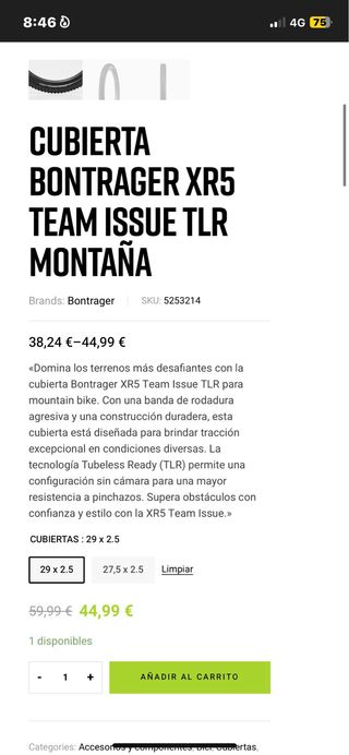 Cubiertas Bontrager XR5 Team Issue 29x2.5