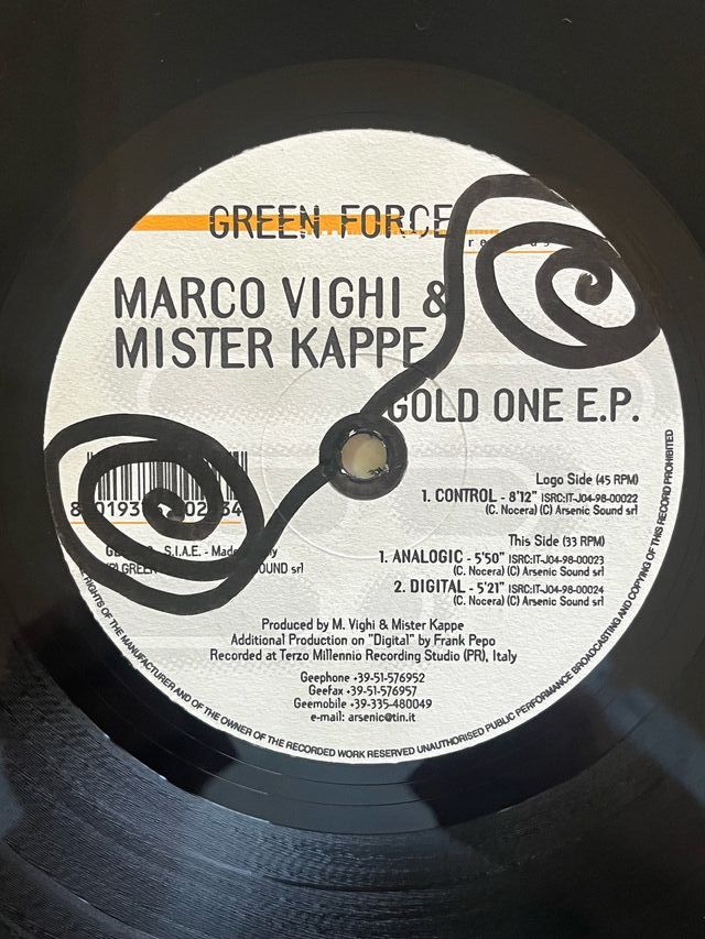 Marco Vighi & Mister Kappe "Gold One EP" vinile