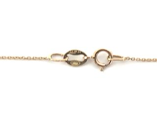 cadena oro 18k con piedra con rubi,perla 22cm